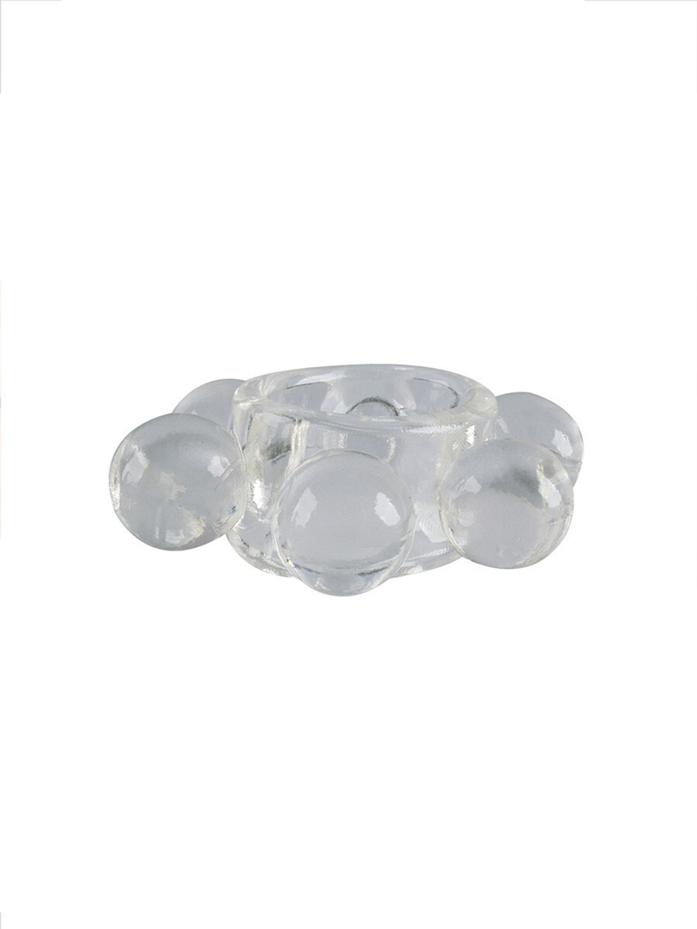 Прозрачное эластичное эрекционное кольцо с 6 шариками (Цвет: прозрачный)