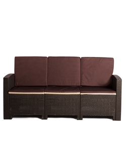 Трёхместный диван под искусственный ротанг для отдыха Калифорния «California» с подушками на спинку