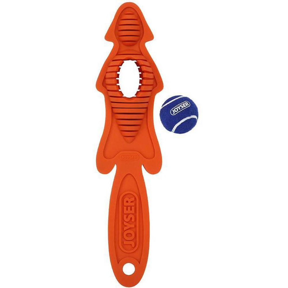 Игрушка для собак JOYSER Slimmy Маленькая шкура лисы из резины c мячом-пищалкой S/M оранжевая, 38 см