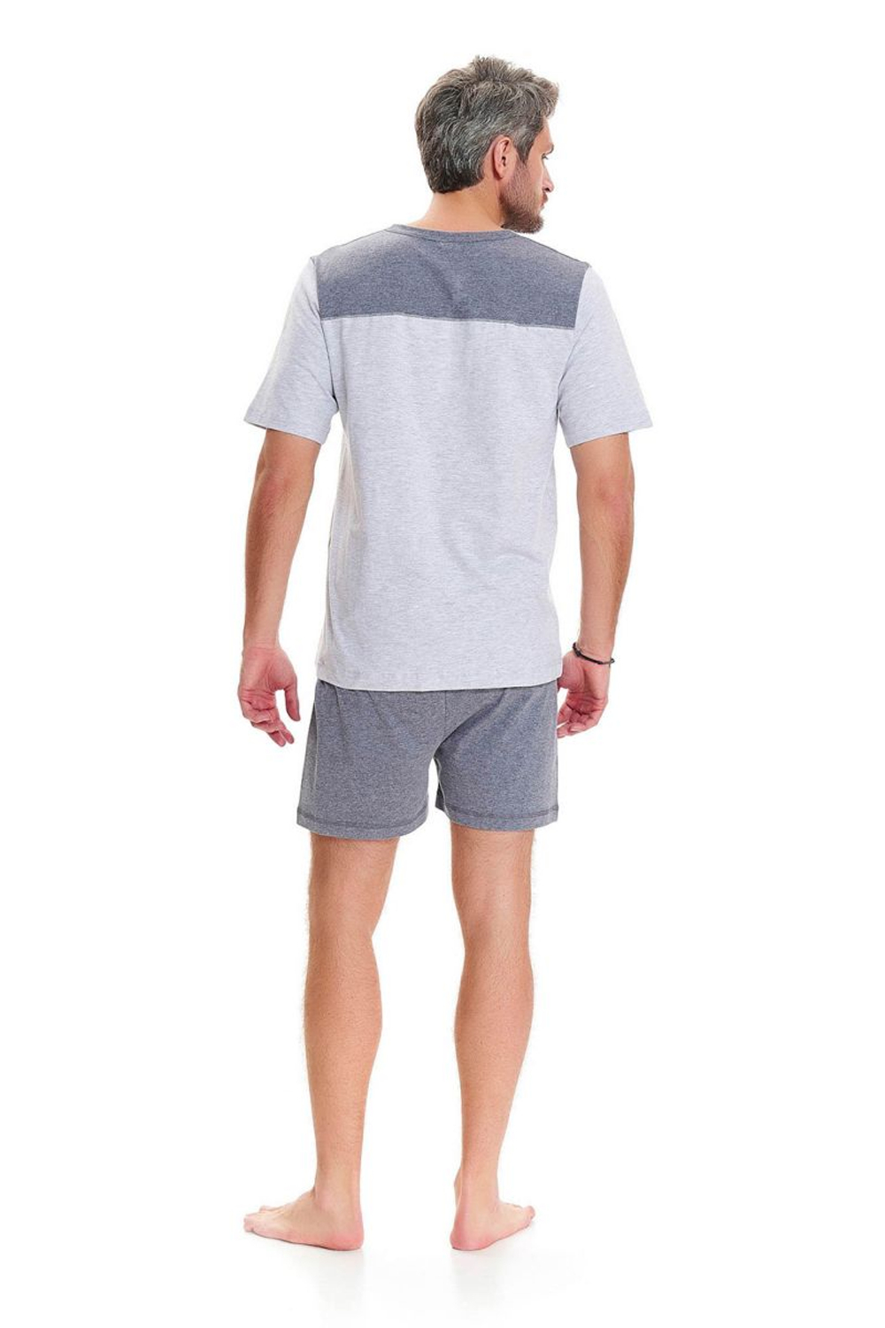 Мужская пижама с накладным карманом на футболке (Размер: XXL) (Цвет: синий)