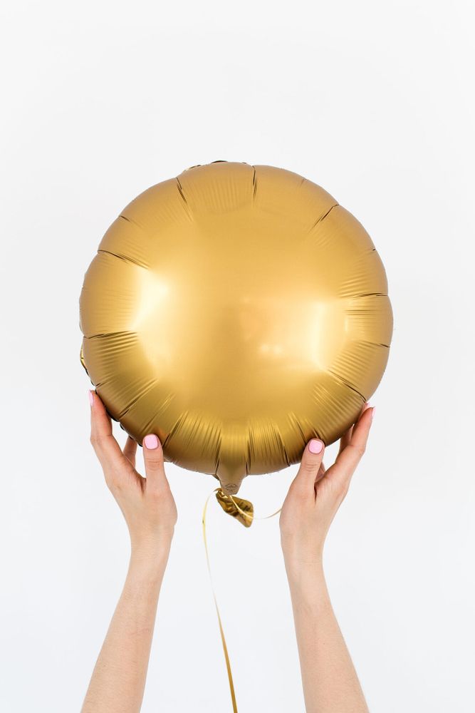 Фольгированный шар круг, цвет сатин золотой, 46 см (БГ-15)