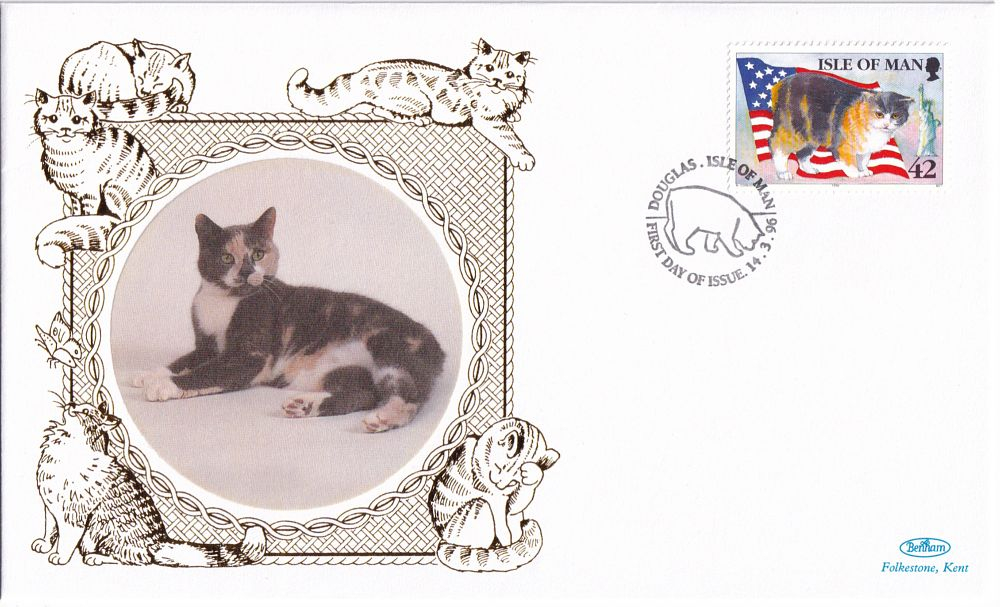 Конверт Первого дня Острова Мэн от 14 марта 1996 года с маркой и спецгашением