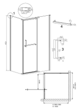 Душевое ограждение Grossman Pragma 100.K33.03.100.21.00-200.K33.03.100.21.00 (100х100х195) распашная,черный матовый,стекло прозрачное,2 места
