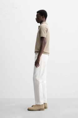 ZARA ПОЛО ИЗ СМЕСОВОЙ ВИСКОЗЫ, СВЕТЛЫЙ РЫЖЕВАТО-КОРИЧНЕВЫЙ