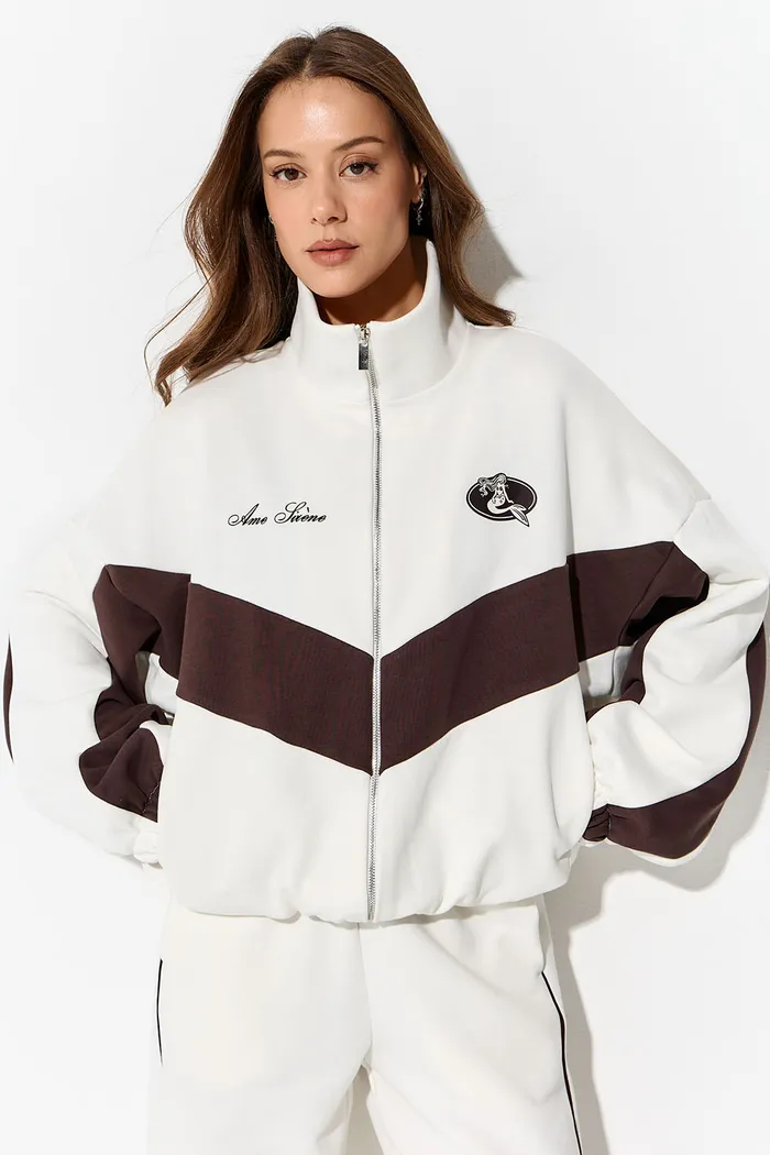 Олимпийка колор-блок "Âme Sirène" кремового цвета