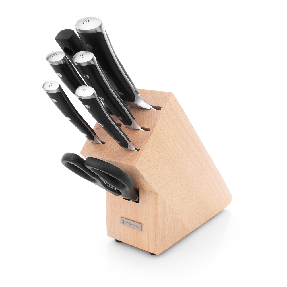 Набор ножей 5шт с ножницами и мусатом в подставке Wuesthof Classic Ikon