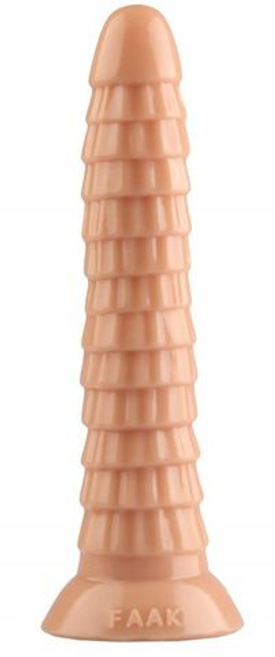 Телесный рельефный фантазийный фаллоимитатор - 26,5 см. (Цвет: телесный)
