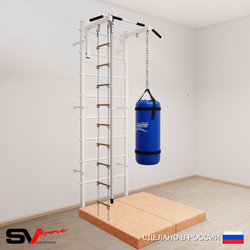 Шведская стенка Sv Sport 5145 (Турник стандарт/Канат/Лестница/Цепь/Мешок 15кг/Мат 1м)