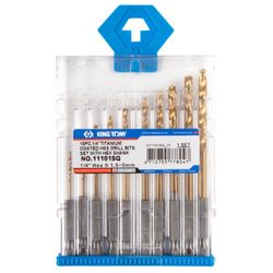 KING TONY (11101SQ) Набор сверл по металлу HSS Tin 1,5-5,5 мм, с шестигранным хвостовиком, 10 предметов
