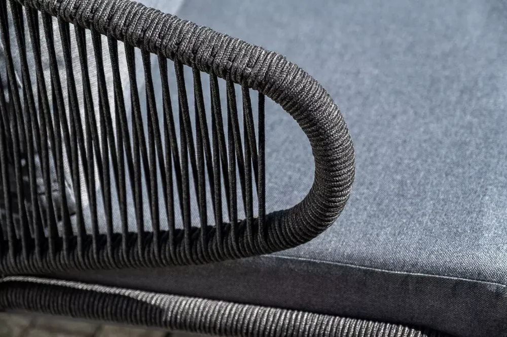 "Милан" лаунж-зона 4-местная плетеная из роупа (веревки), каркас алюминиевый темно-серый, роуп темно-серый