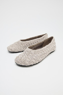 ZARA БАЛЕТКИ С ПЛЕТЕНЫМ УЗОРОМ, БЕЖЕВЫЙ