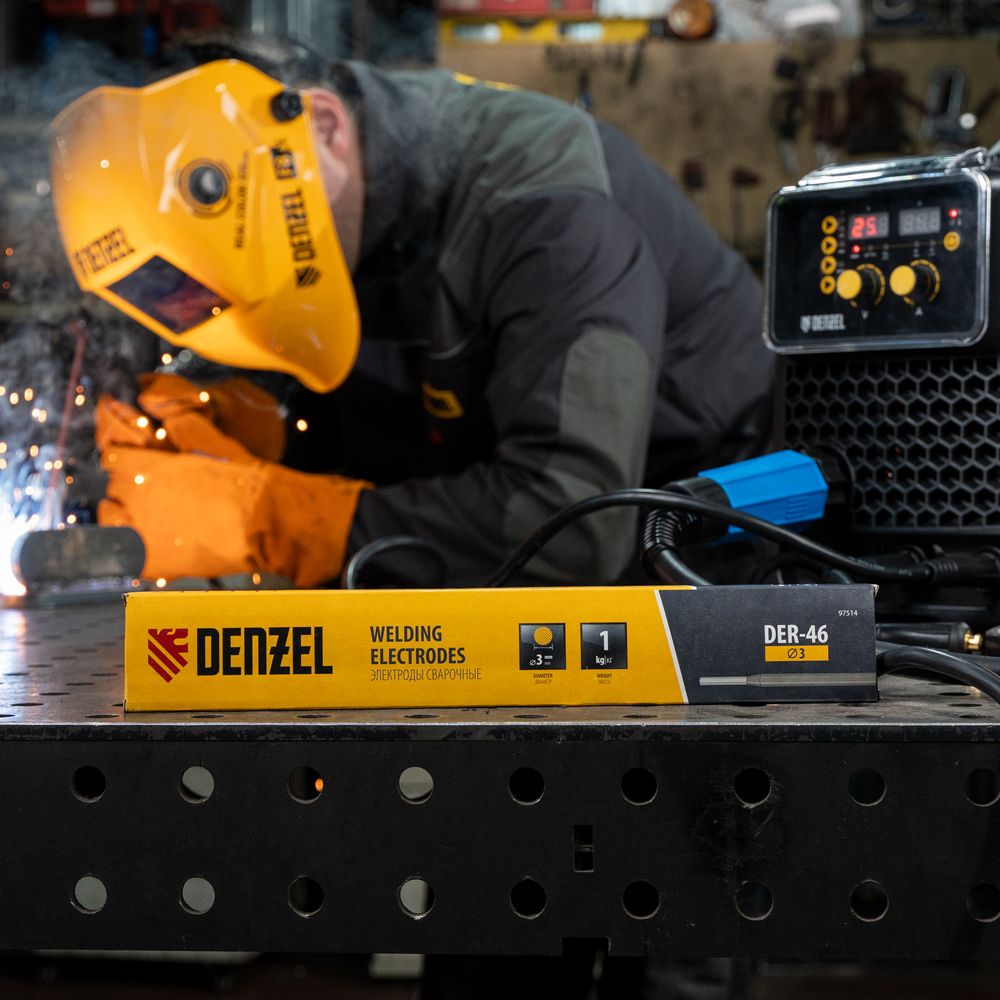 Электроды DER-46, диам. 3 мм, 1 кг, рутиловое покрытие Denzel