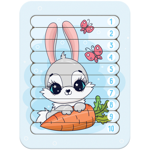 Деревянный пазл - палочки ТРИ СОВЫ "Зайка", 10 деталей на подложке, фанера, ХДФ И