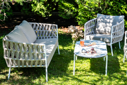 "Форли" лаунж-зона 4-местная плетеная из роупа (веревки), каркас алюминиевый светло-серый, роуп серо-коричневый