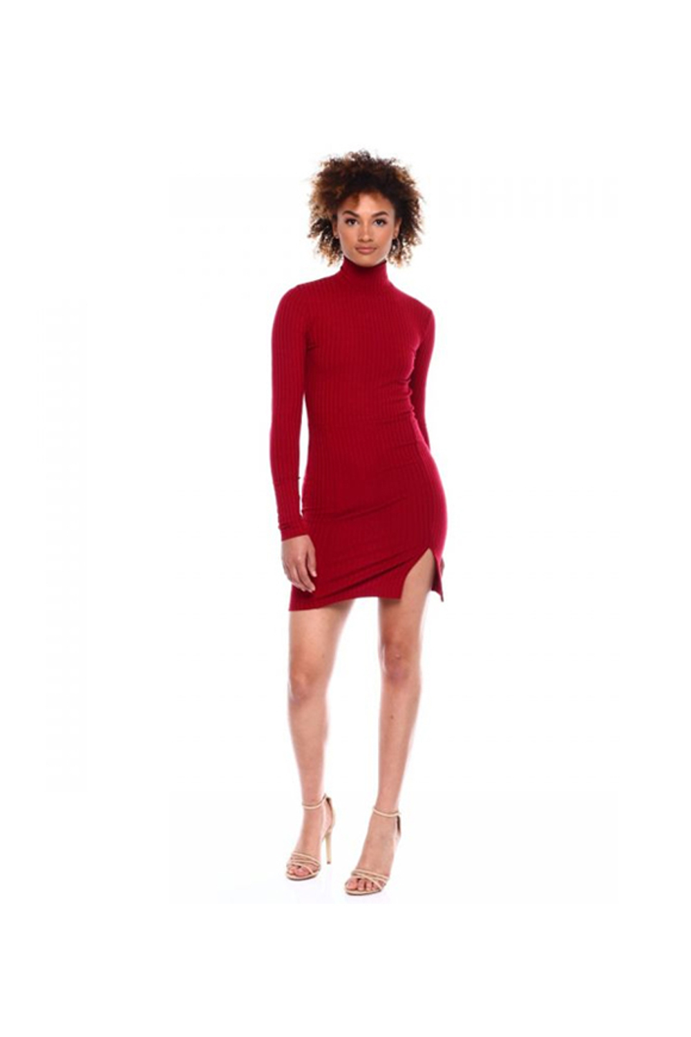 Женское платье DEREK HEART Rib Mock Neck Bodycon LS