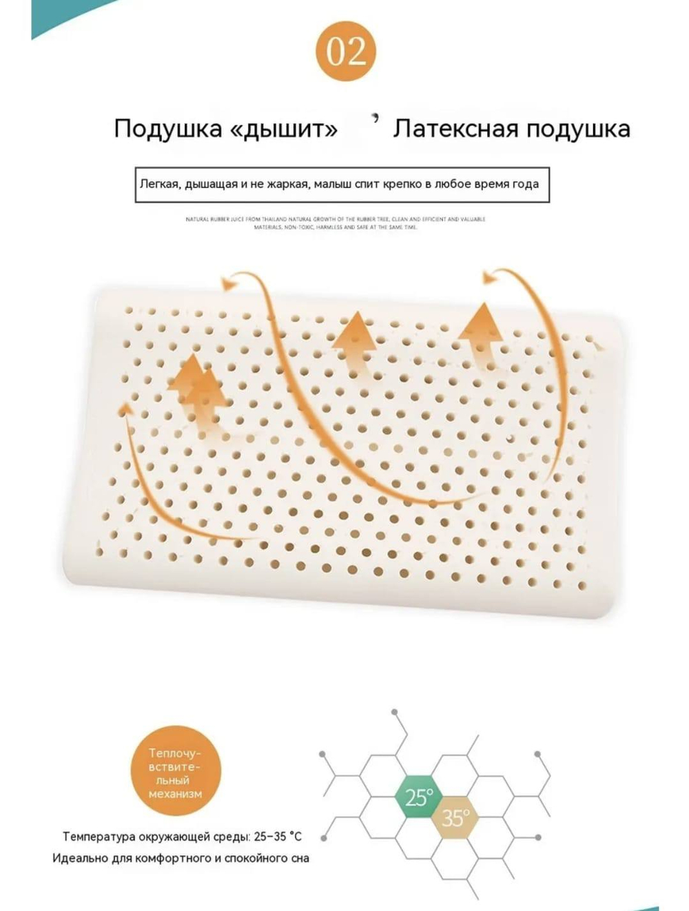 Детская латексная подушка