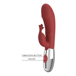 Красный вибратор со стимулятором клитора Rasmussen - 19,8 см. (Цвет: красный)