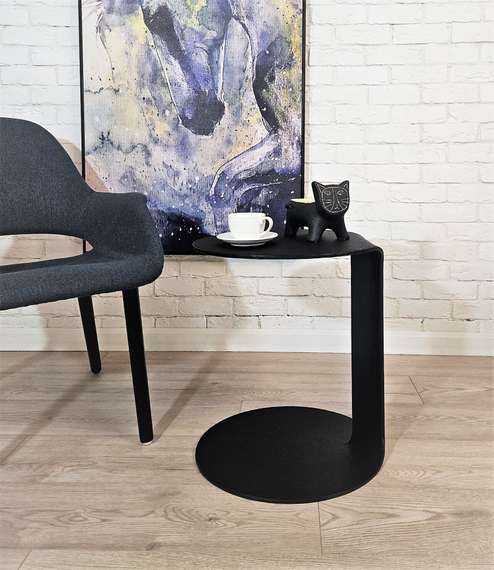 Стол журнальный Isla черный, сталь, экокожа