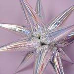 Шар 3D (26''/66 см) Звезда, Составная, Серебро, Голография, 1 шт. в уп.