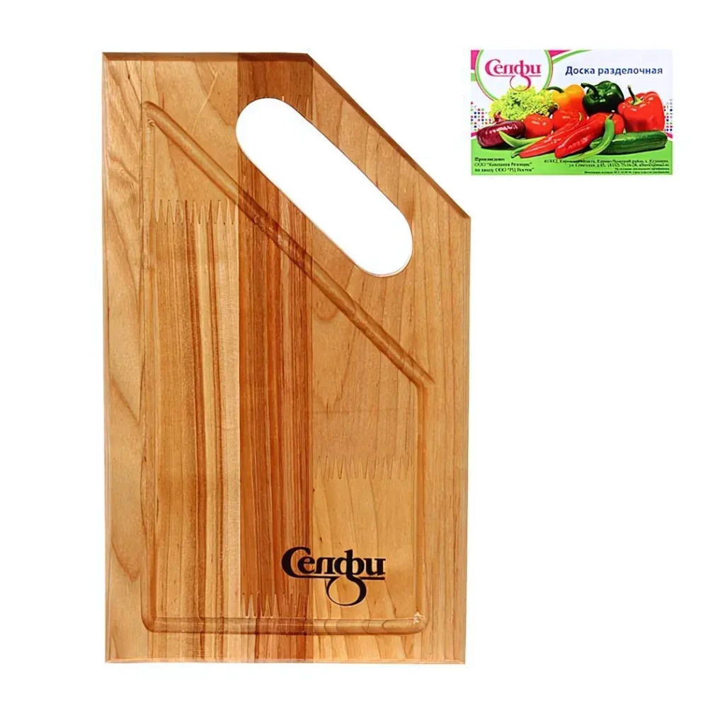 Доска разделочная «Угловая ручка» малая с желобом 30*18*1,8см