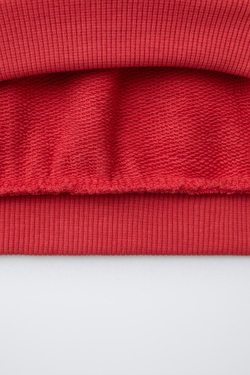 ZARA ТОЛСТОВКА С ВЫШИВКОЙ, НАСЫЩЕННЫЙ КРАСНЫЙ