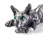 Подвижный кот Сфинкс, игрушка антистресс, светлый металлик