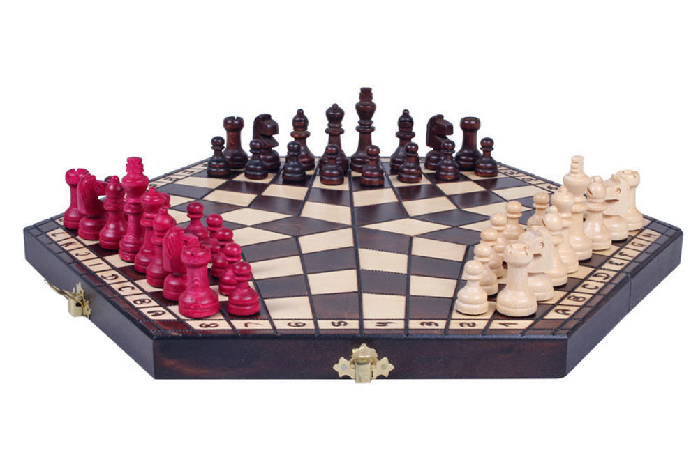 Шахматы "На троих" средние деревянные складывающиеся u163
