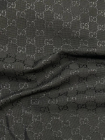 Жаккард шелк с шерстью и люрексом Gucci черный с дизайнерским принтом