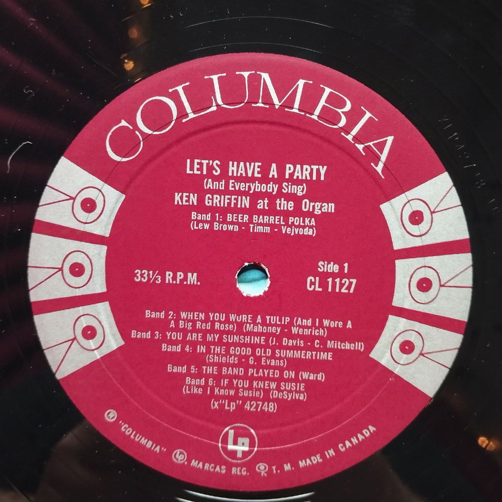 Винтажная виниловая пластинка LP Ken Griffin Lets Have A Party (And Everybody Sing) (Canada 1958)