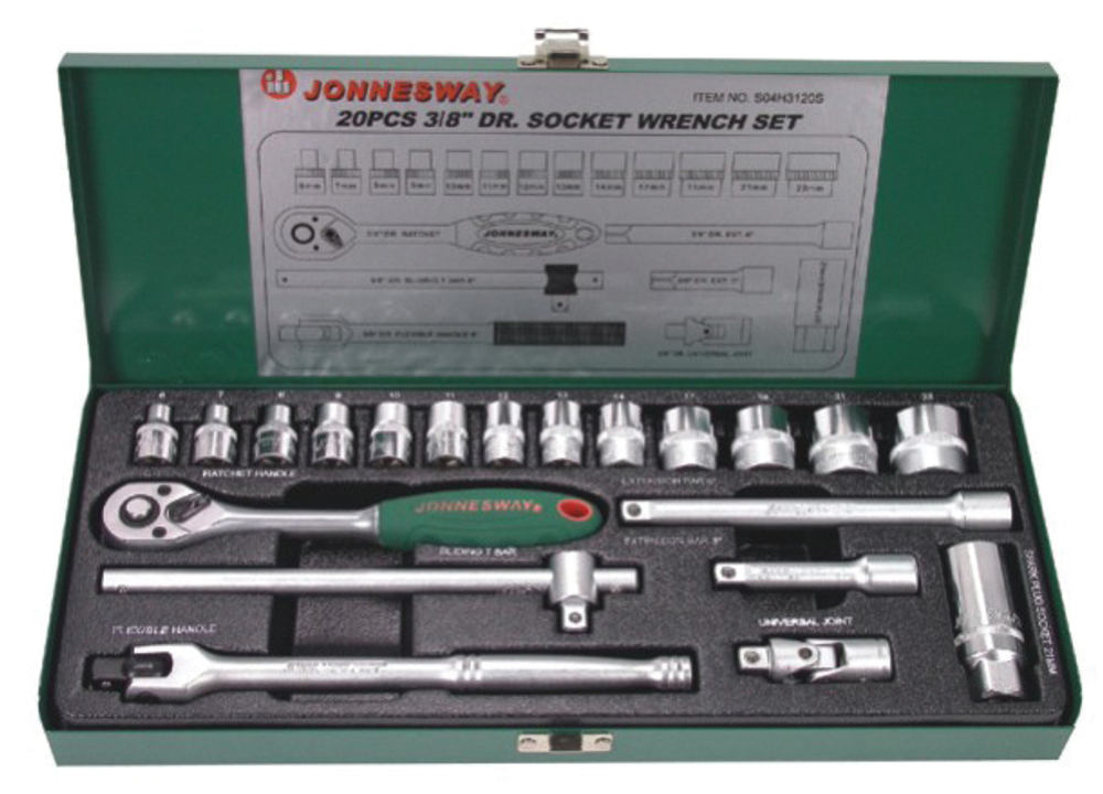 S04H3120S Набор головок торцевых 3/8"DR, 6-23 мм, 20 предметов