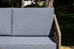 "Канны" лаунж-зона 4-местная из роупа со столиком "Канны" (серый гранит), основание дуб, роуп коричневый