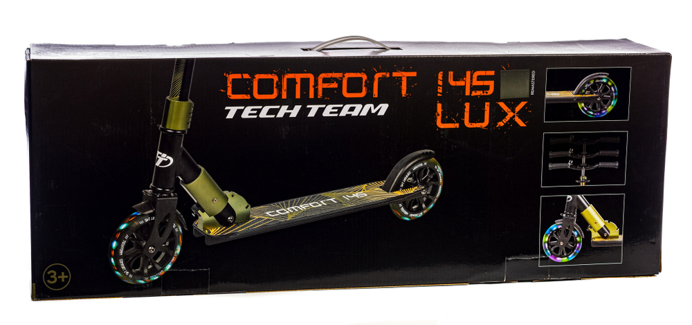 Детский самокат Tech Team ​145 Comfort Lux 2021 (5+) зелено-черный