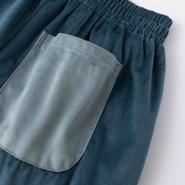 Брюки Велюровые Puff темно-синие - фото 3