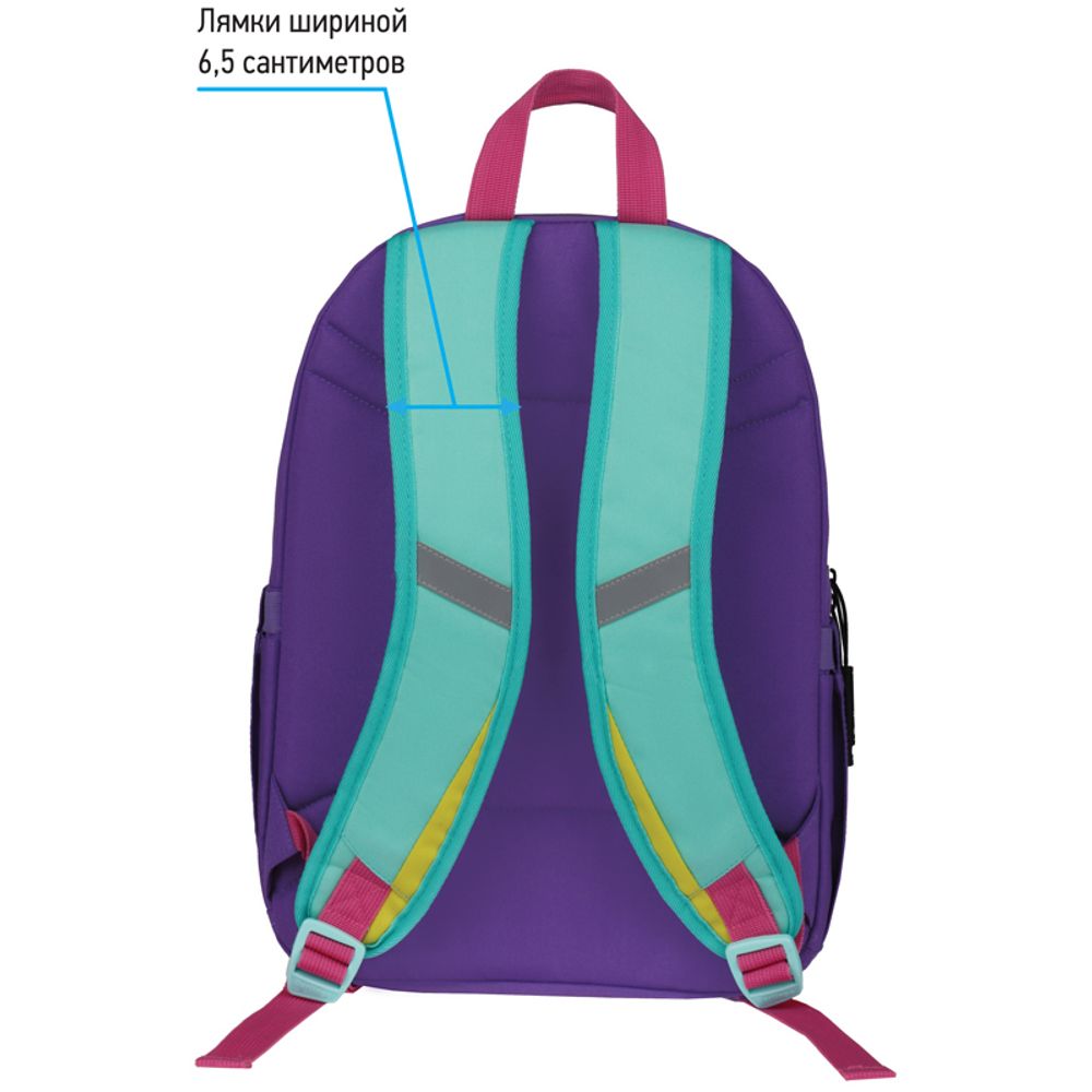 Рюкзак Berlingo Color blocks "Lilac mint" 39*28*17см, 2 отделения, 4 кармана, уплотненная спинка