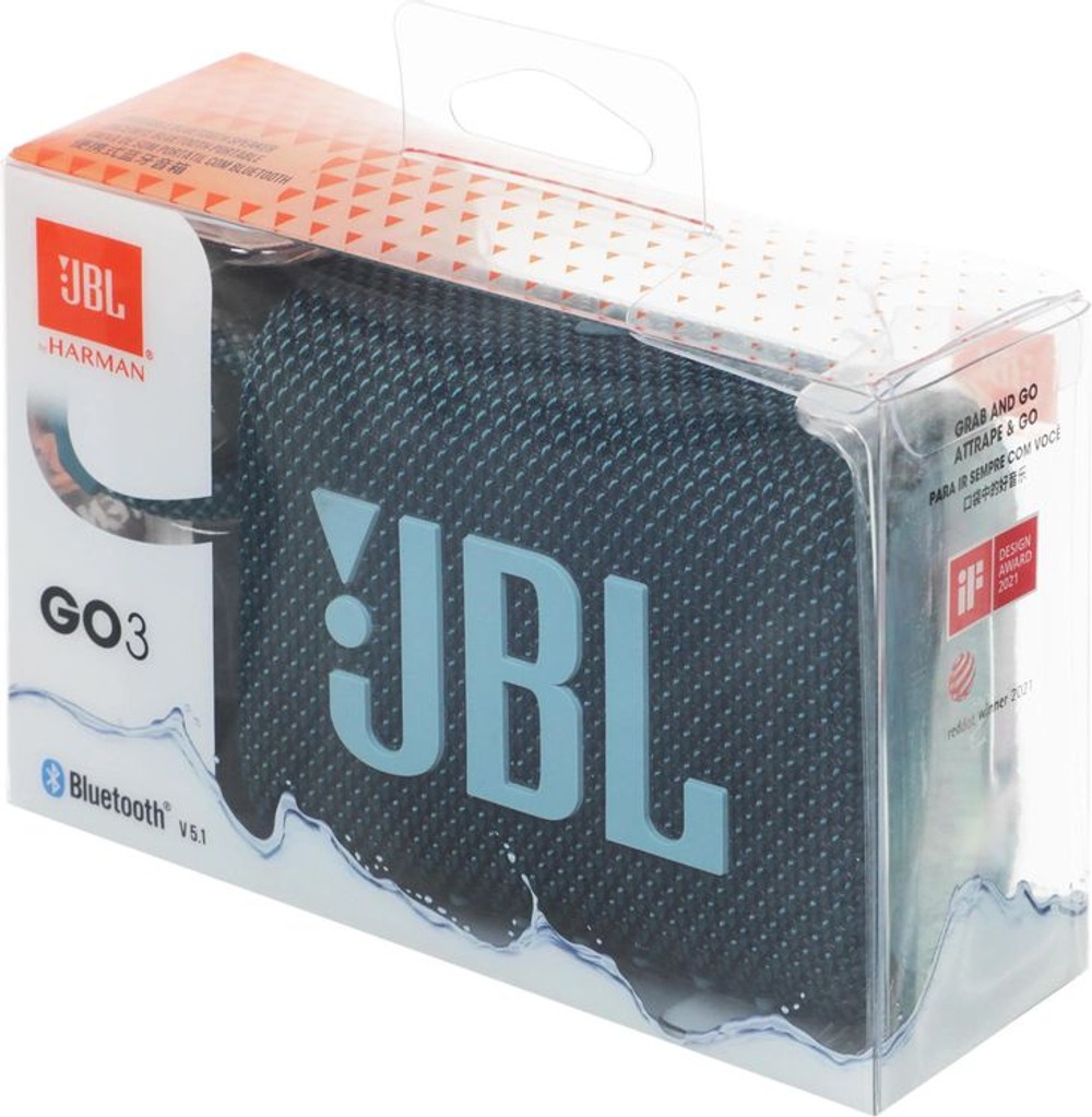Колонка портативная JBL GO 3, 4.2Вт, синий [jblgo3blu]