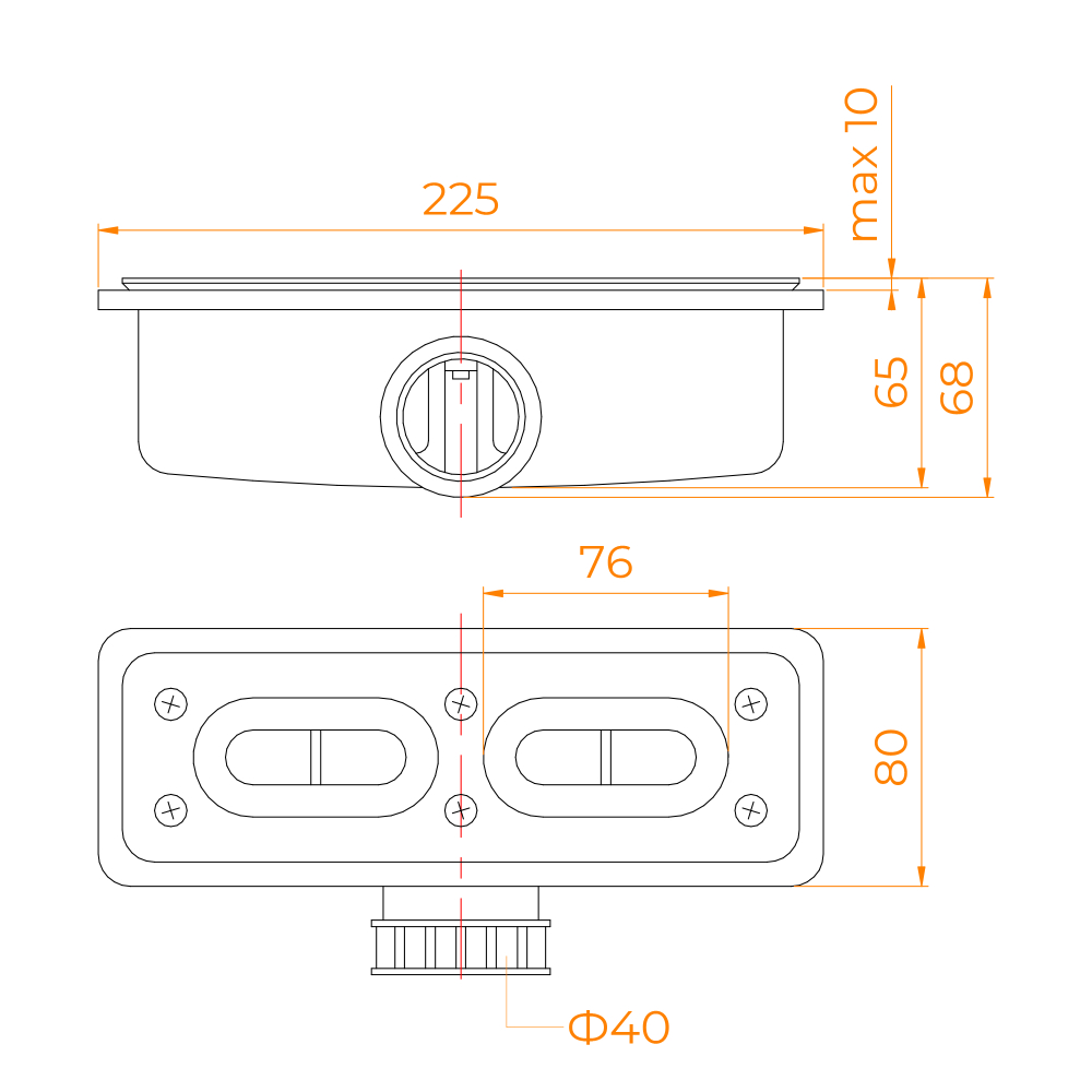Сифон со стальной накладкой RGW S-015 черный к поддону STA