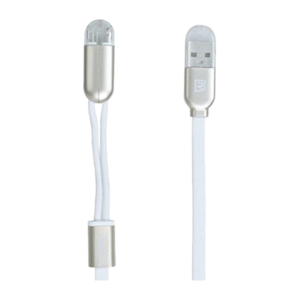 Кабель USB REMAX Gemini 2in1 micro-Iphone 1M, 2.1A RC-025t белый
