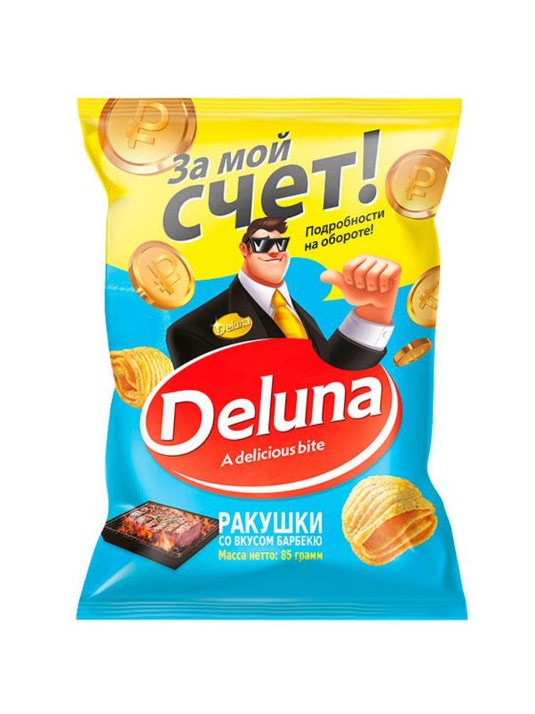 Кукурузные снеки Deluna Ракушки со вкусом барбекю 85 г