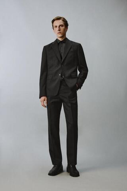 ZARA КОСТЮМНЫЕ БРЮКИ REGULAR FIT ИЗ 100% ШЕРСТИ, АНТРАЦИТОВО-СЕРЫЙ