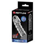 Прозрачная открытая насадка на пенис с бугорками - 19,8 см.