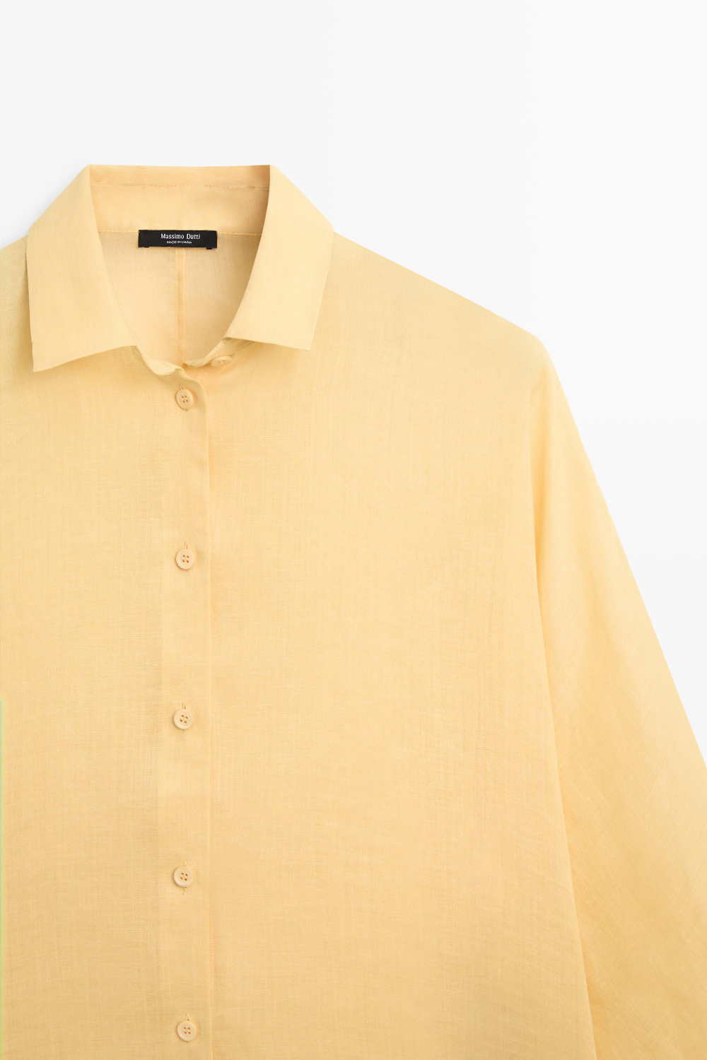 Massimo Dutti Рубашка из 100% рами с драпировкой, желтый