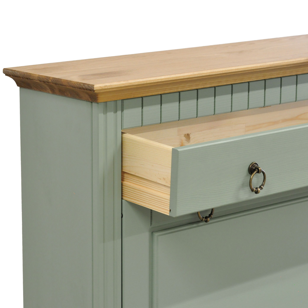 Обувница для прихожей Неаполь, 3 двери с ящиком, деревянная, зеленый