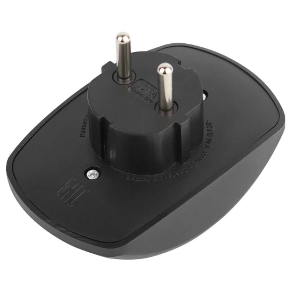 Разветвитель электрический ЭРА SPx-2-B на 2 розетки без заземления 10А черный