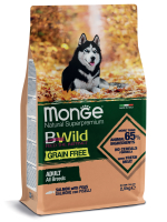 Сухой корм Monge Dog BWild GRAIN FREE, для взрослых собак, беззерновой, из лосося 2,5 кг