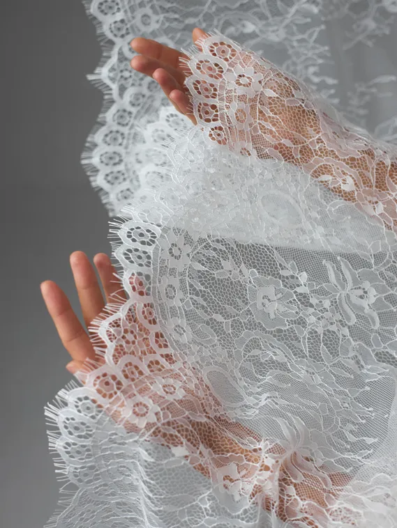 07-02 Кружево реснички (шантильи) широкое, 75 см, айвори 004