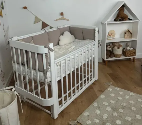 Детская кроватка Лель Космос Белый с продольным маятником