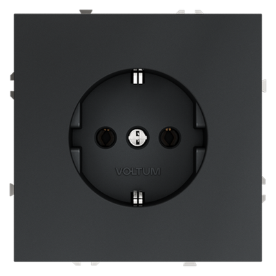 Розетка встраиваемая VOLTUM S70 с заземлением 16А, (графит)