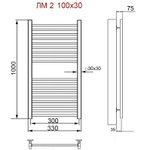 Полотенцесушитель Ника MODERN ЛМ-2 100/30*