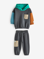 Толстовка с капюшоном и джоггеры к комплекте для мальчика Next N96-354, Серый, Зеленый