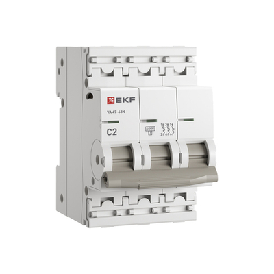 Автоматический выключатель 3P 2А (C) 6кА ВА 47-63N EKF PROxima